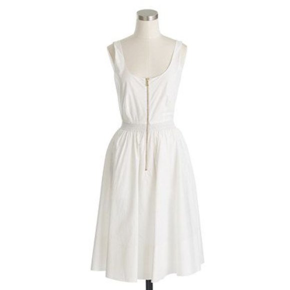 J. Crew Dresses & Skirts - J Crew poplin white A line zip front summer dress